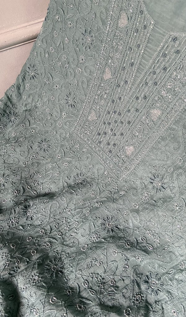 do taar and teen taar chikankari on powder blue pure mul chanderi