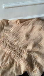 Load image into Gallery viewer, border and hem work on peach pure mul chanderi