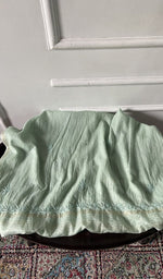Load image into Gallery viewer, mint green pure mul chanderi, full piece laid out