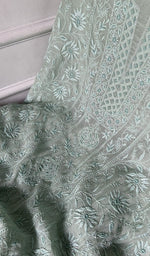 Load image into Gallery viewer, do taar and teen taar chikankari on mint green pure mul chanderi