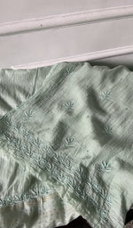 Load image into Gallery viewer, gala and front chikankari on mint green pure mul chanderi