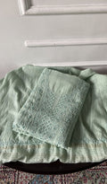 Arwa Mint Green Pure Mul Chanderi Chikankari 3 Pc Unstitched Suit Set