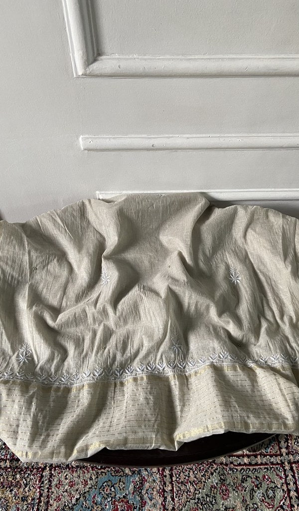ivory pure mul chanderi, full piece laid out