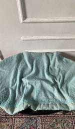 Load image into Gallery viewer, aqua pure mul chanderi, full piece laid out