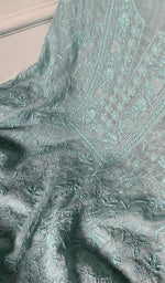 Load image into Gallery viewer, do taar and teen taar chikankari on aqua pure mul chanderi