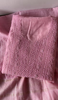 Arwa — Pink Pure Mul Chanderi Chikankari 3 Pc Unstitched Suit Set
