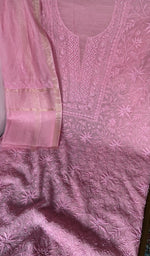 Motifs across the body of the pink kurta