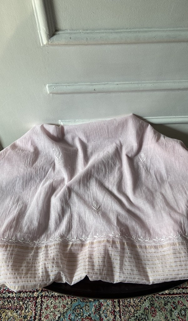 blush pure mul chanderi, full piece laid out