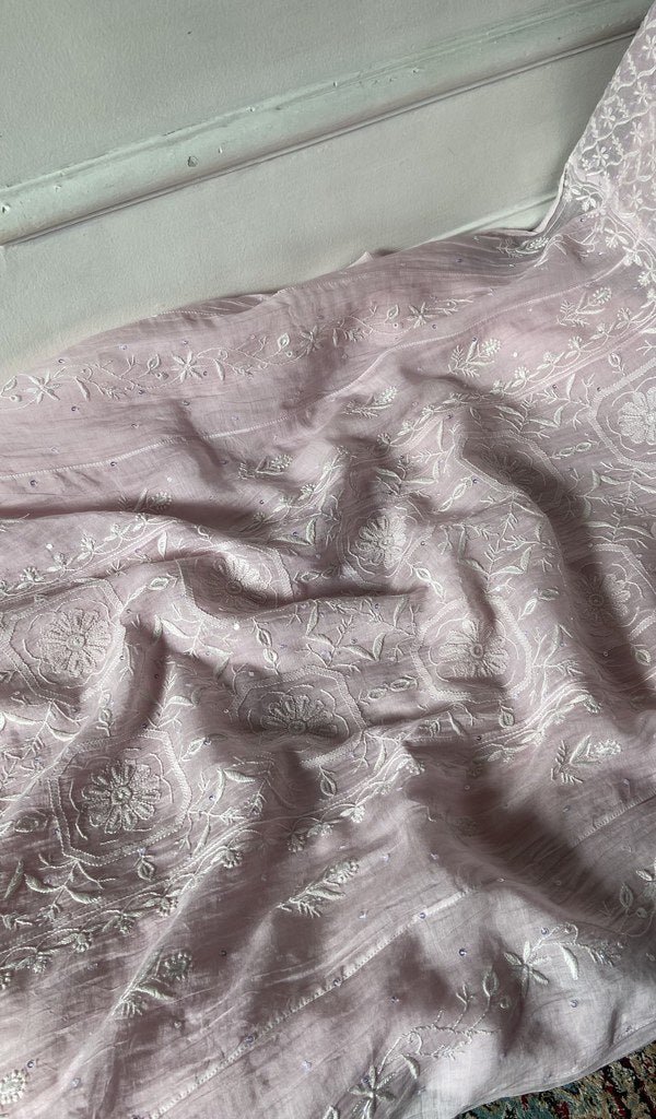 gala and front chikankari on blush pure mul chanderi