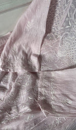 Load image into Gallery viewer, do taar and teen taar chikankari with haath ki jaali on blush pure mul chanderi