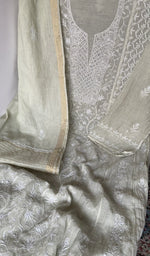 Fine front and back chikankari anarkali with haath ki jaali across the body of the kurta piece