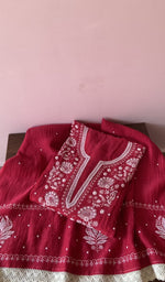 Gala and neckline of the red kurta