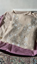 Jazba — Cream Pure Mul Chanderi Chikankari 2 Pc Unstitched Suit Set