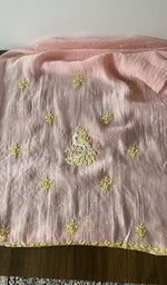 Folded stack, pink pure mul chanderi