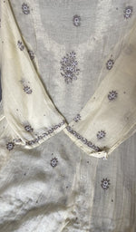 Beige pure mul chanderi dupatta with scattered motifs