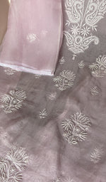 Fine do taar and teen taar chikankari on the lilac pink organza silk