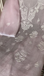 Close view of the lilac pink kurta fabric
