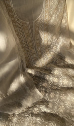 Chikankari worked by hand on organza silk