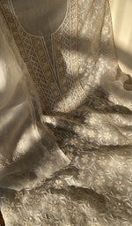 Stitch detail on the white organza silk kurta