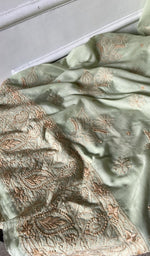 gala and front panel, fine contrast chikankari
