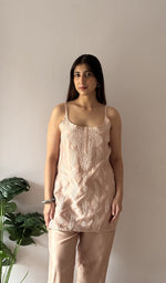 Amreena — Peach Chanderi Silk Chikankari 2 Pc Stitched Co-Ord Set — detail 13