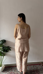 Peach chanderi silk, front of the kurta
