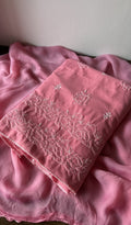 Hafsa — Pink Cotton Chikankari 3 Pc Unstitched Suit Set