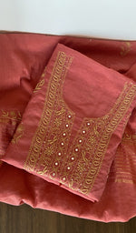 Folded rust mul chanderi kurta, second view