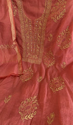 Chikankari worked by hand on mul chanderi