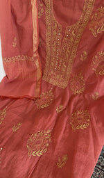 Stitch detail on the rust mul chanderi kurta