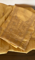 Folded mustard mul chanderi kurta, second view