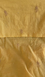 Stitch detail on the mustard mul chanderi kurta