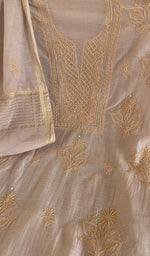 Chikankari worked by hand on mul chanderi