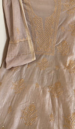 Beige mul chanderi laid flat on the table
