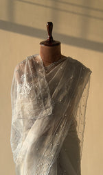 Saree draped on the mannequin, side view
