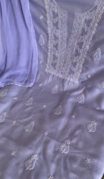 Stitch detail on the lavender cotton kurta