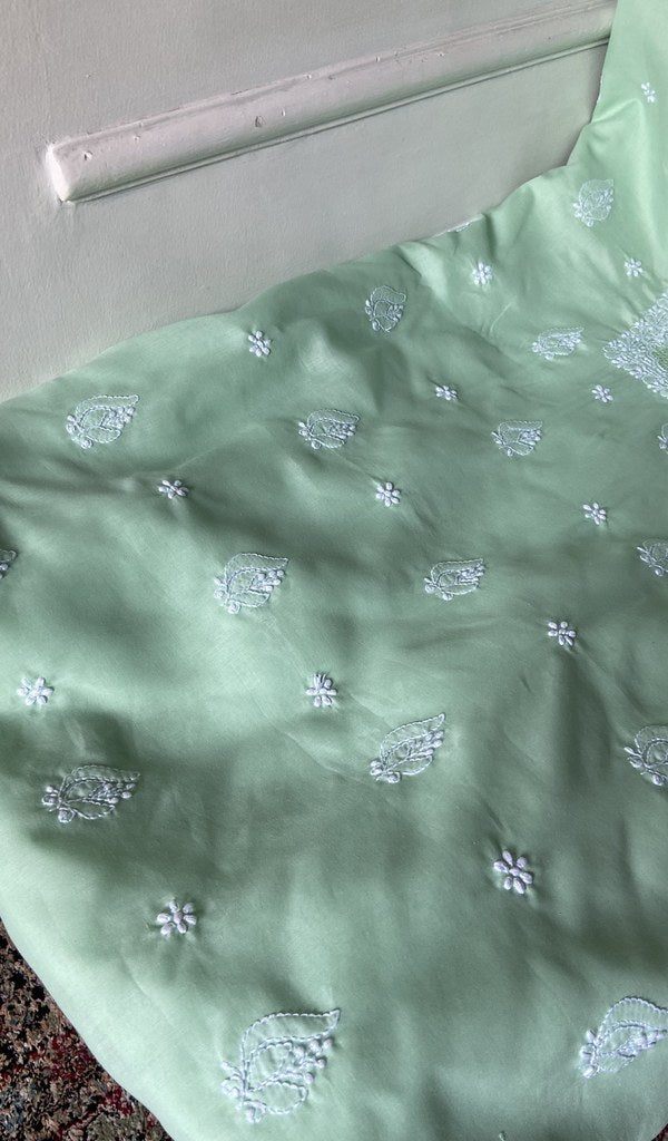Gala and front panel worked in fine chikankari with haath ki jaali