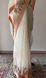 Border along the edge, do taar and teen taar chikankari on border and pallu