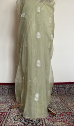 Saree draped on the mannequin, side view