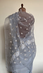 Powder blue organza silk saree, lower half