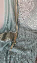 Fine front and back jaaldar chikankari anarkali across the body of the kurta piece