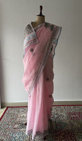 Yasmin — Pink Cotton Voile Chikankari Saree