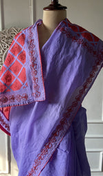 将图像加载到图库查看器中， Body of the lavender saree, chikankari across the ground