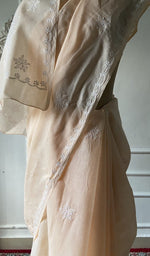 Load image into Gallery viewer, Pallu folded over the shoulder, work visible