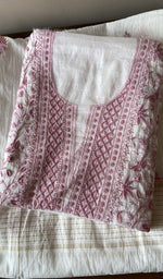 Folded white mul chanderi kurta, front view