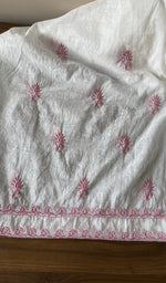 Hand embroidery on white mul chanderi