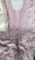Chikankari worked by hand on mul chanderi