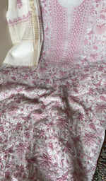White mul chanderi laid out flat