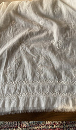 Hand embroidery on white mul chanderi