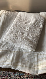 Folded white mul chanderi kurta, second view